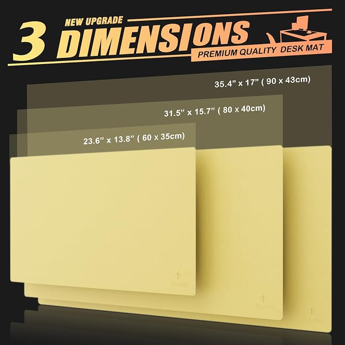 K KNODEL Small Office Desk Mat, Leather Mouse Pad (23.6"x13.8", Yellow) | Desk Pad, Keyboard Pad, Computer and Laptop Mat, Desktop Protector and Cover, Writing Pad and Blotter for Home Office