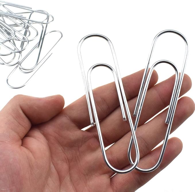 HAHIYO Paperclips 4 inch (100mm) Extra Large Paper Clips Sturdy Bright Silver Vinyl Coated Prevent Scratching Tearing The Pages for Bookmark Organize Home Office School 14 Pack