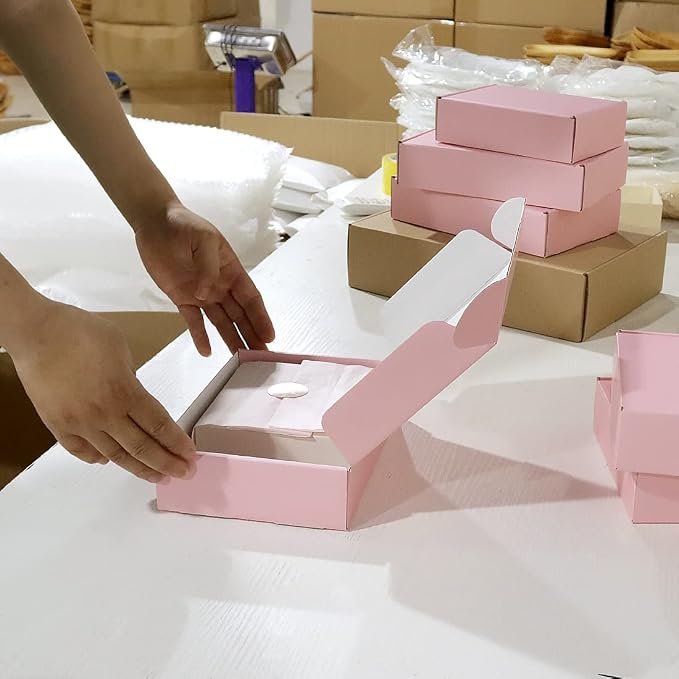 30 Pack 9x6x2 in Corrugated Shipping Boxes Small, Pink Shipping Mailing Boxes for Packaging, Recyclable Cardboard Box Mailers Small Business
