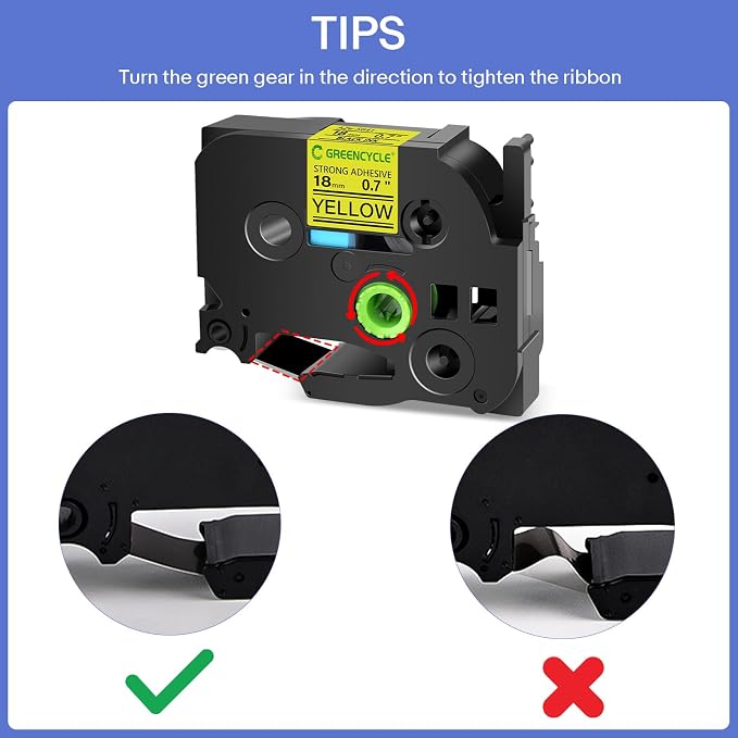 GREENCYCLE Extra Strength Label Tape TZe-S641 18mm 0.7" Laminated Yellow Compatible for Brother P-Touch TZeS641 TZ-S641 TZe TZ 3/4 inch Black on Yellow Label Tape for PTD400 PTD410 PTD600 10 Pack