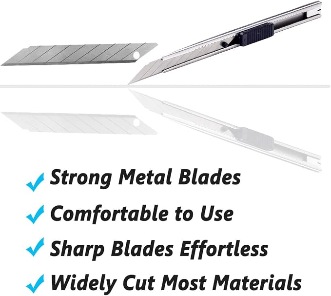 9mm Snap Off Utility Knife 3 Pack High Hardness Retractable Box Cutters with 30 Pcs Snap Off Blades,Art Craft Hobby Cutter 9mm Knife for Home Office Workstation