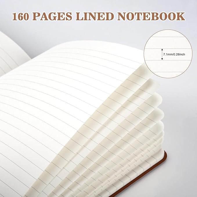 OMEYA 8 Pack Lined Journal Notebooks for Work, 100gsm Thick Paper, 5.7"x 8.3", College Ruled A5 Notebook Bulk, Leather Journal for Writing, Hardcover Notebooks for School, Office, Journal for Women