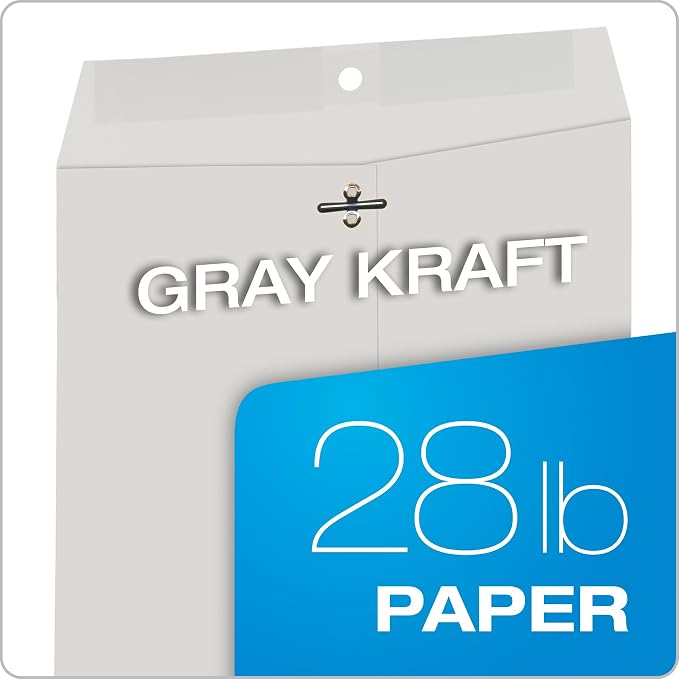 Quality Park Quality Park Executive Gray Gummed Clasp Envelopes (QUA38590), 9 x 12 Inches
