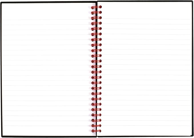 Black n' Red Notebook, Business Journal, 8-1/4" x 5-7/8", 70 Sheets, Ruled, Optik Paper, Scribzee App, Flexible Poly Cover, Wirebound, Black (C67009)
