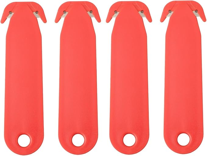 Double-Edged Safety Box Cutter for multi Tool with Stainless Steel Blade and Plastic Handle for Office Home Warehouse Dorm Room Package Opening Red Black 4 Pack Utility (black and white)