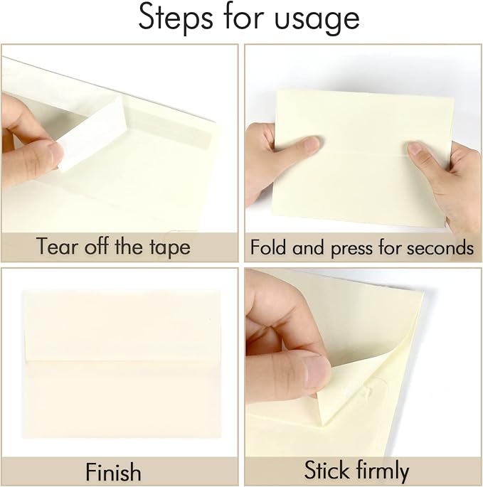 A7 ivory Invitation 5x7 Envelopes - Self Seal, Square Flap,Perfect for 5x7 Cards, Weddings, Birthday, invitations, Graduation, Baby Shower, 5.25 x 7.25 Inches, 100 Pack, ivory