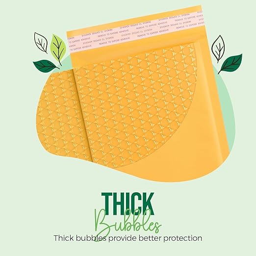Fuxury Kraft Bubble Mailer 6x10 Inch 300 Pack Usable Size 6x9" Strong Adhesion Padded Envelopes,Self Seal Bubble Envelopes, Waterproof Cushioned Padded Mailers for Small Business,Bulk #0 Yellow