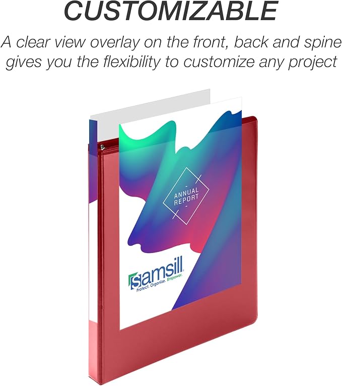 Samsill Durable 0.5 Inch Binder, D Ring Binder, 100% Recycled Chipboard, Red