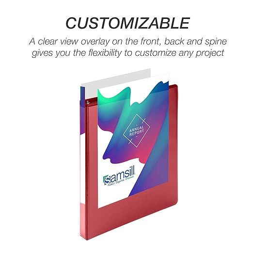 Samsill Durable 0.5 Inch Binder, D Ring Binder, 100% Recycled Chipboard, Red