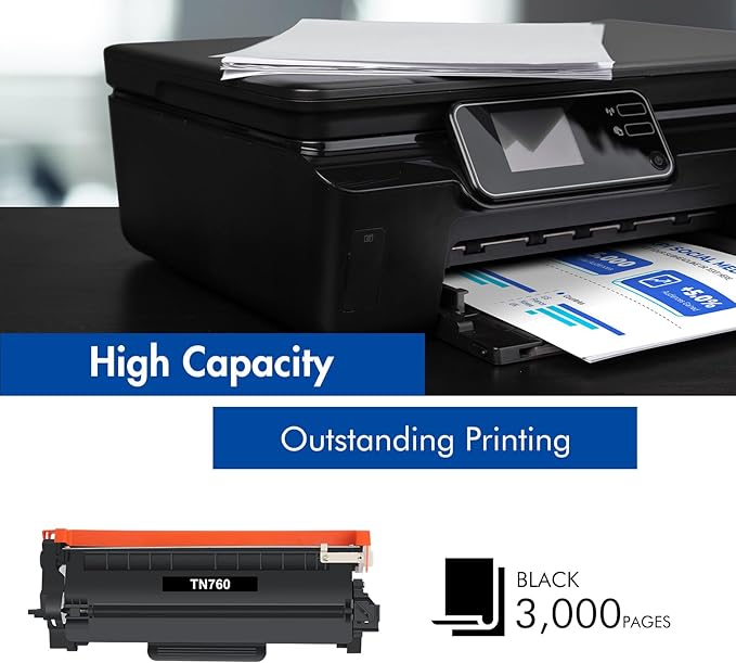 TN760 TN-760 TN730 Toner Cartridge 2 Pack High Yield Black Compatible for Brother TN 760 Toner for HL-L2395DW HL-L2370DW HL-L2390DW HL-L2350DW HL-L2370DW MFC-L2750DW MFC-L2710DW DCP-L2550DW Printer