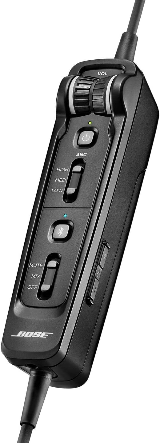 Bose A30 Bluetooth Aviation Headset - Lightweight Comfortable Design, Adjustable ANR and Noise Cancelling Microphone, [U174] – Black