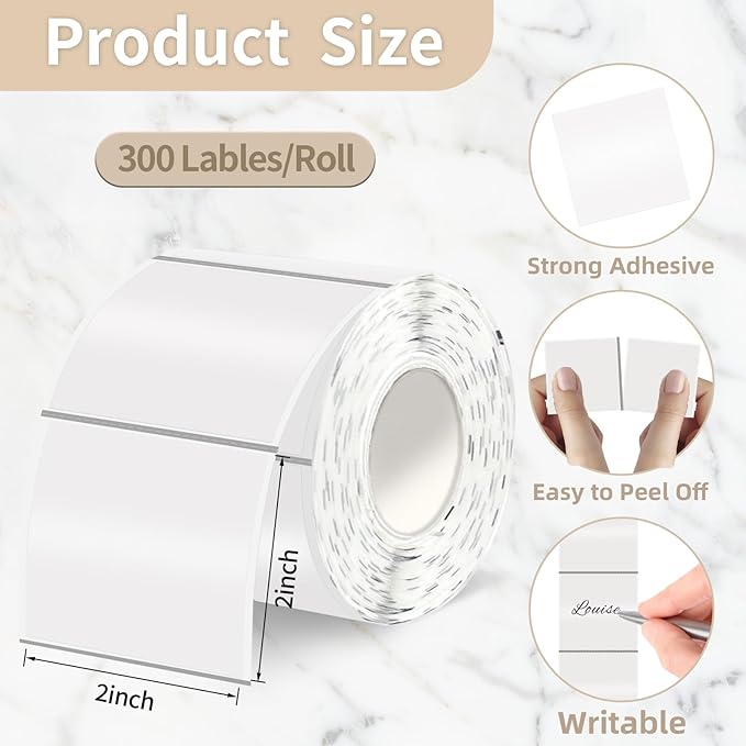 Starboling 2"x2"Transparent Square Thermal Labels,Self-Adhesive Thermal Sticker Printer Labels for Small Business,Address,Color Coding