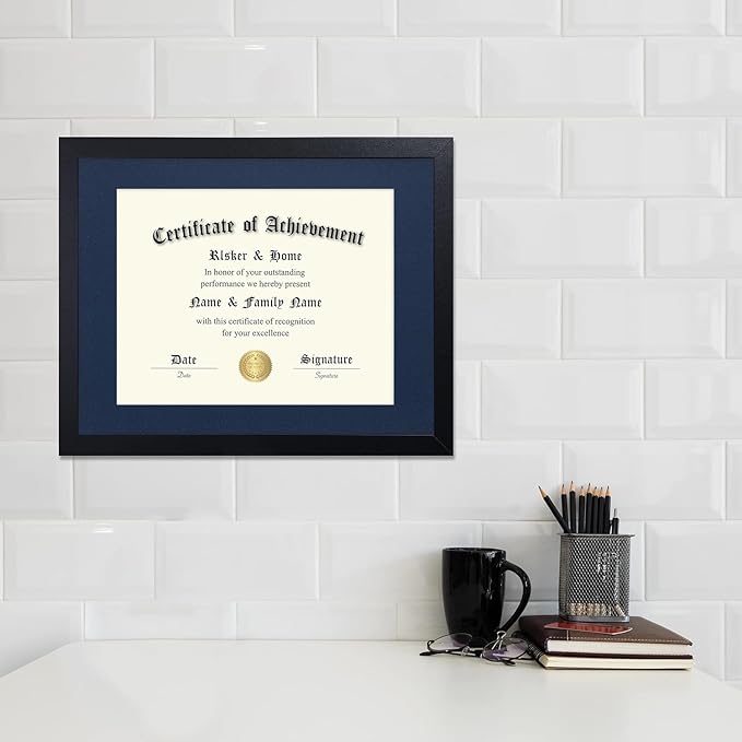 ELSKER&HOME 11x14 Diploma Frame 6 Pack, Diploma Frames 8.5x11 with Black Mat or 11x14 Document Frame without Mat,Multipack College Certificate/Degree Frames for wall,Set of 6