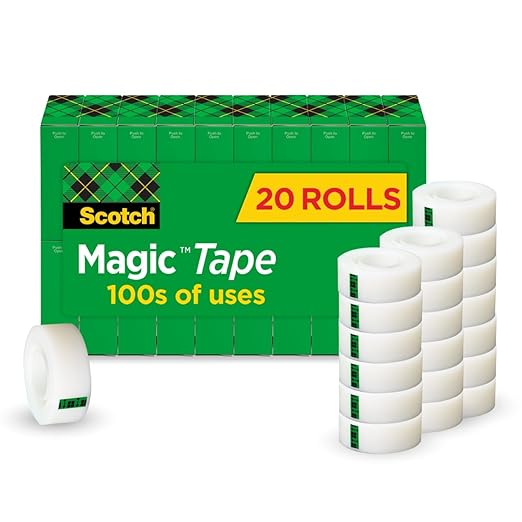 Scotch Magic Tape, Invisible, Repair Christmas Cards and Use as Holiday Gift Wrap Supplies for Christmas, 20 Tape Rolls (Pack of 6)