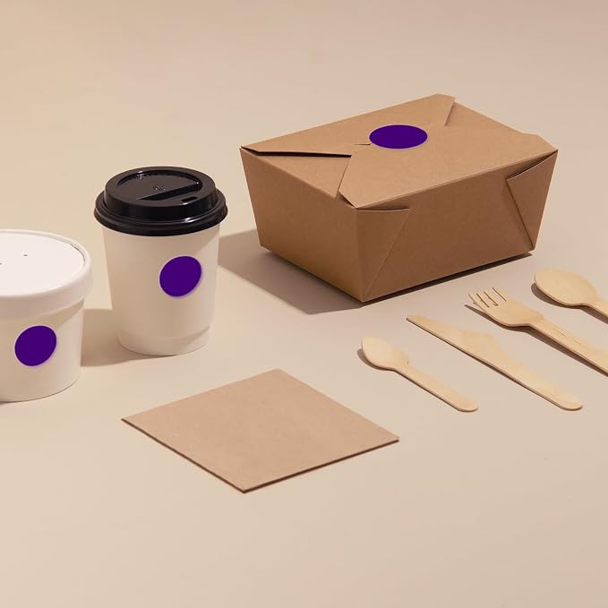 Purple Round Stickers 2 Inch Waterproof Vinyl Coding Labels 80 PCS | Strong adhesive, Removable, Tear- & Scratch resistance, Easy to peel, Glossy finish, Writable dots for crafts office school