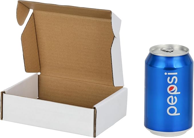 100 Pack 7x5x2 inches Shipping Boxes, Kraft Corrugated Small Cardboard Boxes Mailers for Mailing Packing, White