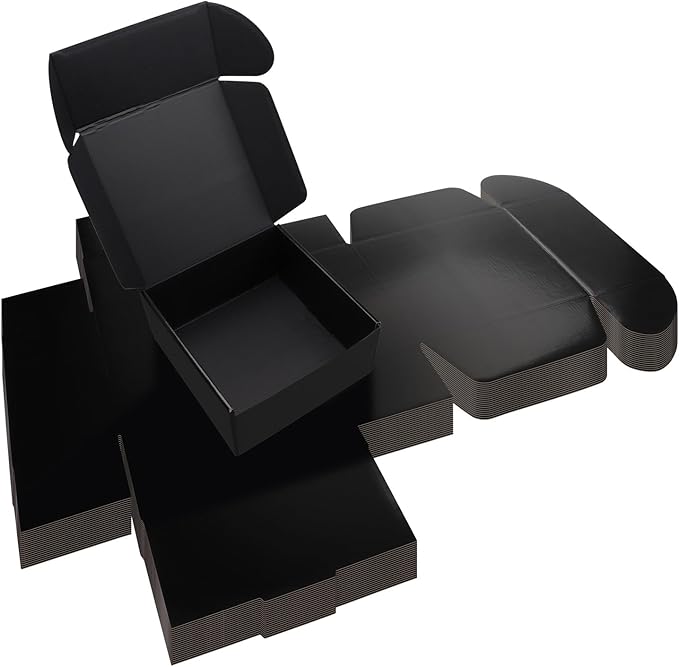 Rempry 8x8x4 Black Shipping Boxes for Small Business Pack of 20, Cardboard Corrugated Mailer Boxes Gift Boxes for Shipping Packaging