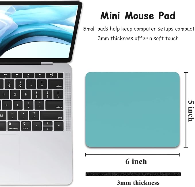 Dapesuom Small Mouse Pad, 5 x 6 Inch Thick Rubber Premium-Textured Non-Slip Portable & Washable Mini Mouse Mat for Women Men Wireless Laptops Keyboard Tray Gaming Work Computer Office Travel, Green