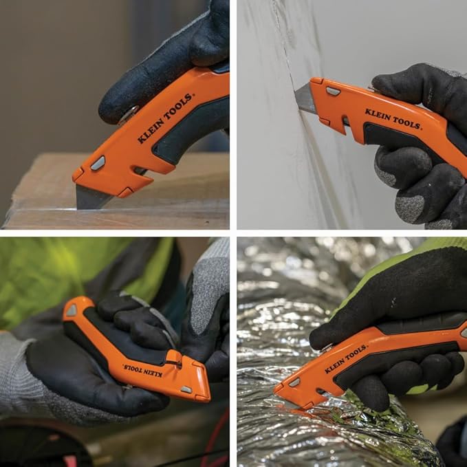 Klein Tools 44133 Heavy Duty Utility Knife, Retractable, Adjustable, with Wire Stripper, Klein-Kurve Handle