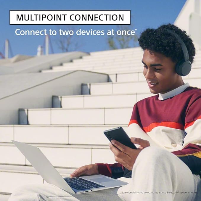 Sony WH-CH520 Wireless Headphones Bluetooth On-Ear Headset with Microphone and up to 50 Hours Battery Life with Quick Charging, Cappuccino