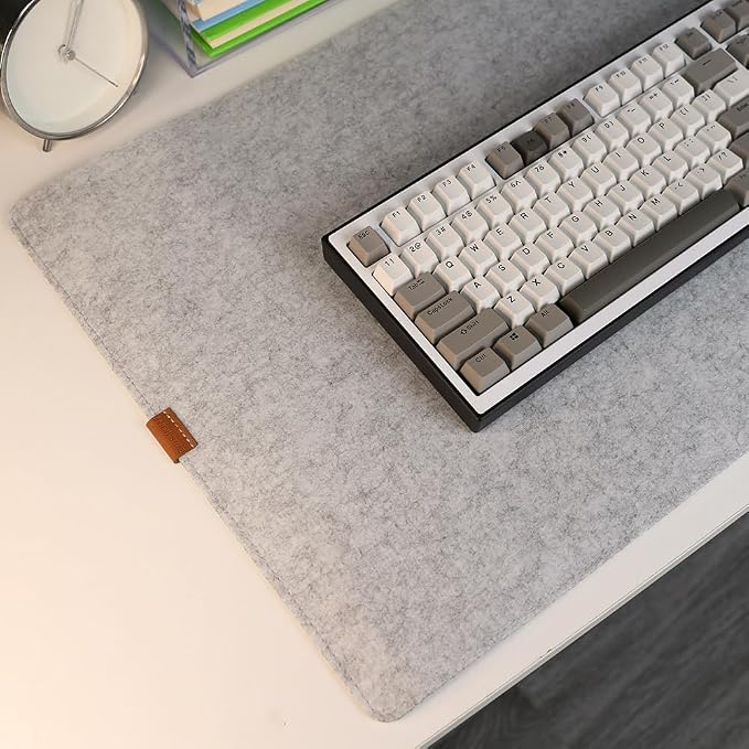 Bright Stone Felt Desk Mat,Non-Slip Mouse Pad,27.5"x11.8" Office Supplies Desk Protector, Desk Accessories for Home and Office (Light Gray)