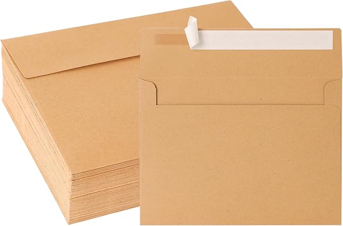 Kraft Kraft Paper Envelopes, 50 Pack, 5 x 7 Inch, Brown, A7, Card, Personalize Gift, Wedding, Birthday, Invitations, Postcard