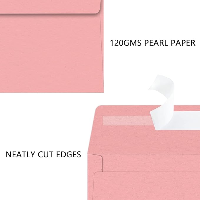 YINUOYOUJIA 50 Packs of A7 envelopes for invitation, 5x7 envelopes for Cards-Self Seal, Square Flap, Great for Wedding, Baby Shower, Mailing, Birthday Party (pink)