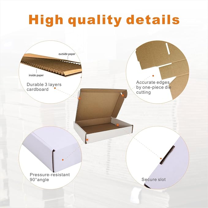50 Pack 6x4x1'' Small Shipping Boxes, Corrugated Cardboard Mailers for Business, White (CM641)