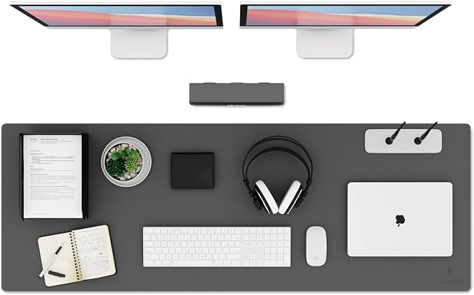 K KNODEL Extra Large Desk Mat, Leather Mouse Pad (47.2"x17", Dark Gray) | Desk Pad, Keyboard Pad, Computer and Laptop Mat, Desktop Protector and Cover, Writing Pad and Blotter for Home Office