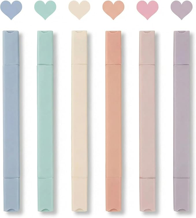 6pcs Pastel Highlighters Aesthetic Cute Highlighters Double Head Highlighter Soft Chisel Tip Marker for Diary Plan Notes