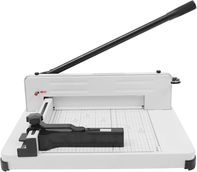 Heavy Duty Guillotine Paper Cutter, 400 Sheets Cutting Capacity 12" Professional Paper Trimmer with Scale Panel & Safety Lock, Metal Base Industrial Commercial Trimmer for Office School Printing Shop