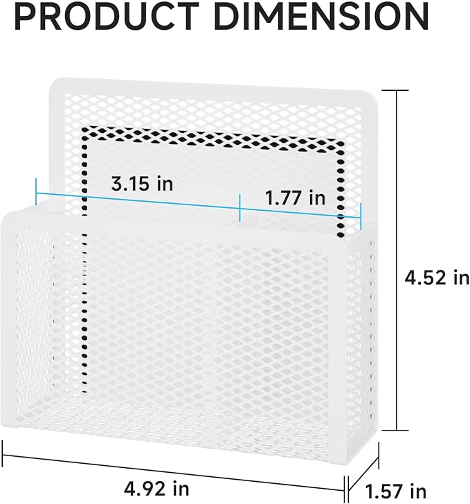 Marbrasse Magnetic Dry Erase Marker Holder, Mesh Pen Holder for Whiteboard，Magnet Pencil Organizer Storage for Refrigerator Locker Accessories Organizer for Home, School and Office(White)