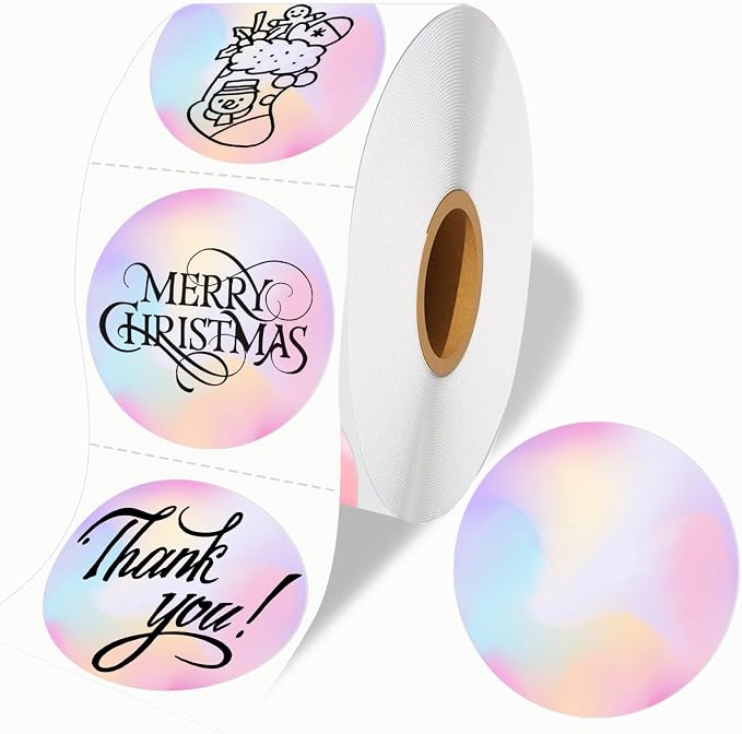 2 inch Round Thermal Label, Multipurpose Circle Thermal Sticker Labels for Business and Home, Direct Thermal Printer Label for DIY Logo Design, Thanks Card, 500 Labels/1 Roll, Diffuse Purple