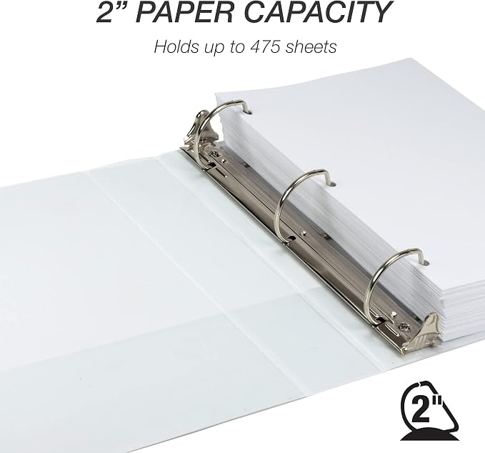 Samsill Plant-Based 2 Inch Durable D-Ring Binder, View Binder, Eco-Friendly, USDA Certified Biobased, 12 Pack, White