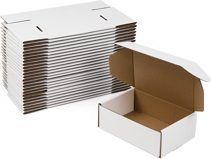 6x4x2 Inches Shipping Boxes Pack of 25, White Corrugated Cardboard Boxes for Small Bussiness