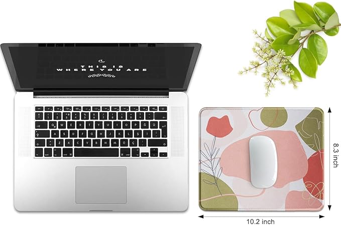 JIKIOU Mouse Pad with Non-Slip Rubber Base, Premium-Textured & Washable Computer Mousepad with Stitched Edges, Mouse Pads for Computers, Laptop, Gaming, Office & Home, 10.2 x 8.3 in Rose
