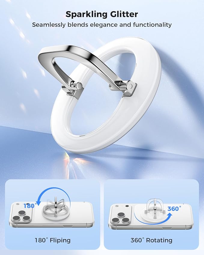 SUPERONE for MagSafe Phone Grip, Adjustable Magnetic Phone Ring Holder | Removable Phone Finger Ring Kickstand，Mag Safe Accessories Only Compatible with iPhone 17 - 12 Series, Mag Safe Case - White