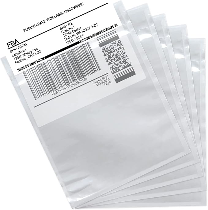 External Dimensions 4.5'' x 5.5'' 200 Packaging Box Single Envelope, SJPACK Transport Label Cover, Transport Label Bag, Invoice Transport Label Mailing Bag With Transparent Adhesive