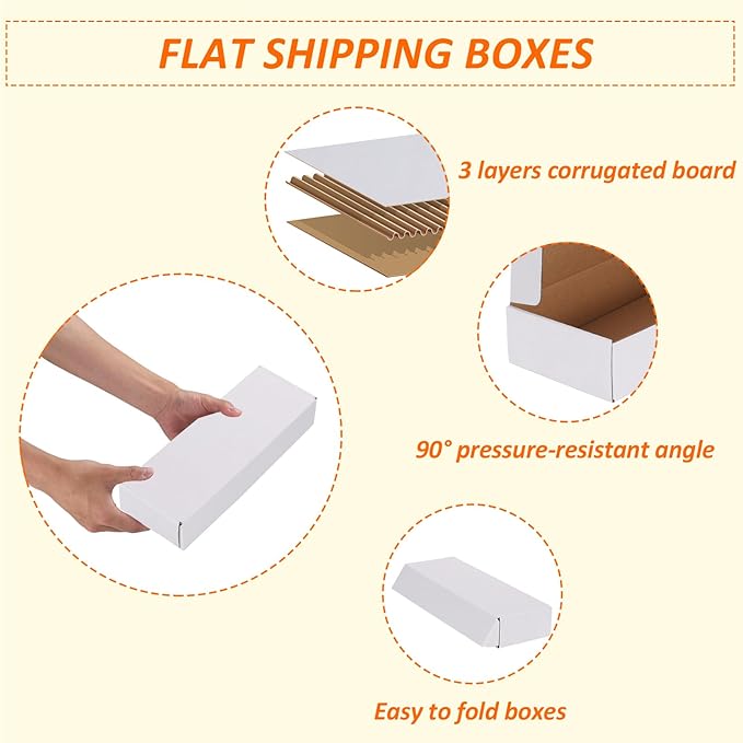 HORLIMER 12x4x2 inches Shipping Boxes Set of 25, White Corrugated Cardboard Box Literature Mailer