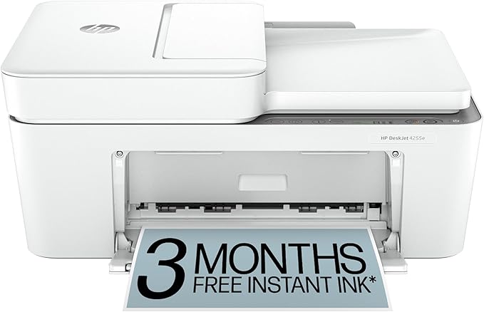 HP DeskJet 4255e Wireless All-in-One Color Inkjet Printer, Scanner, Copier, Best-for-home, 3 month Instant Ink trial included. This printer is only 2.4 ghz capable. AI-enabled (588S6A)