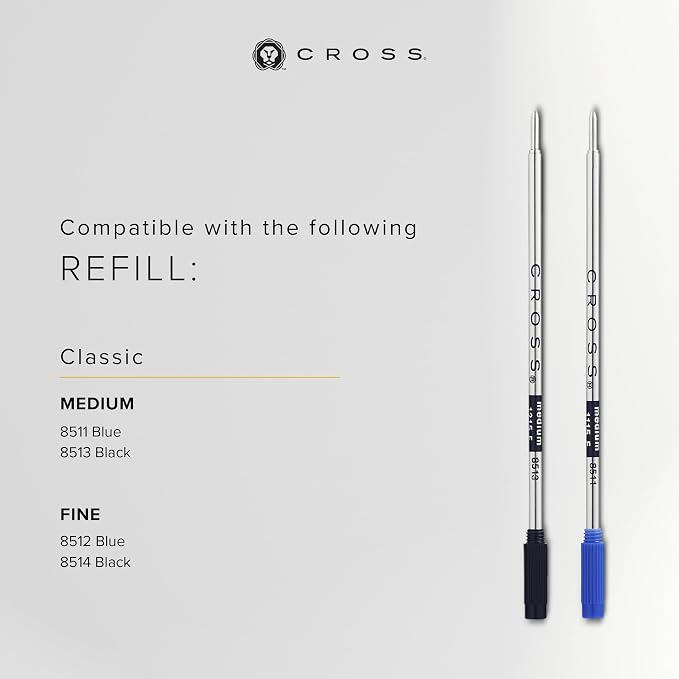 Cross Bailey Blue Lacquer Ballpoint Pen, Medium Point, Black Ink | Ballpoint Pen, Refillable for Long-Lasting Use, Smooth Ink Flow, Comfortable Grip, Premium Gift Box, Medium Point Refill