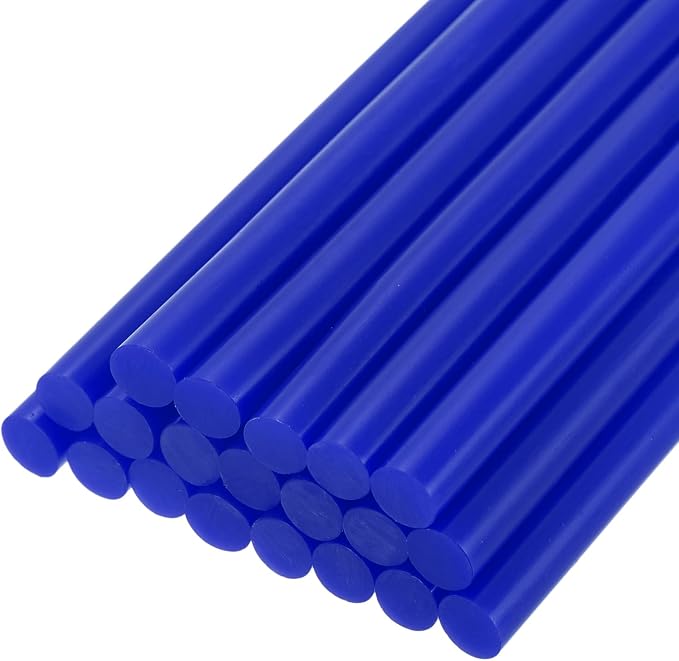 uxcell 20pcs Hot Glue Sticks for Glue Gun 7mm/0.27-inch x 8-inch Mini Hot Melt Adhesive Glue Stick Bright Blue