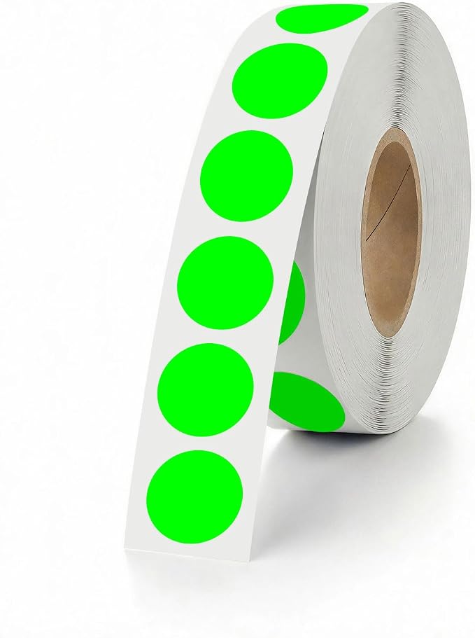 1000 PCS Colored Dot Stickers 1/2" Round Circle Colored Coding Labels Dot Stickers for Toddlers,Classroom,Office (Fluorescent Green)