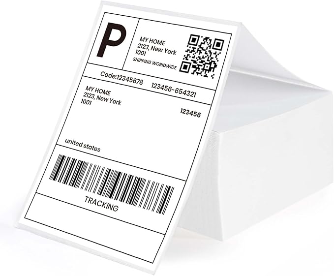 ADHES 4x6 Thermal Shipping Labels 500Fanfold – Top-coated, BPA/BPS Free, Strong Adhesive Thermal Label Printer Paper, 4x6 Shipping Labels for Mailing and Packaging