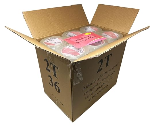 iMBAPrice Sealing Tape - 1 Box of Premium (36 Roll of 110 Yards) 36x330 Feet Long 2" Wide Ultra Clear Shipping Packaging Tape | 3,960 Total Yards, Heavy Duty Shipping, Strong Adhesive Carton Sealing, For Moving, Mailing & Storage