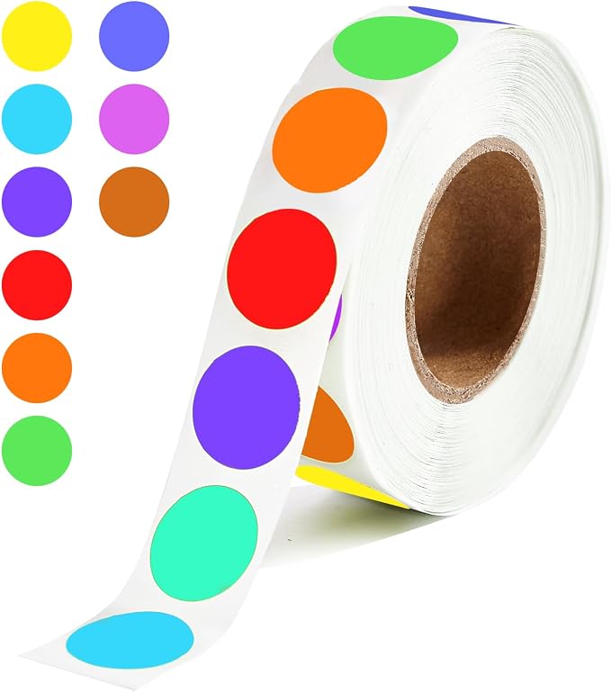 1000 Pcs Colored Round Stickers 1/2 Inch Color Circle Dot Stickers Small Code Labels for Office Shop Yard Sale Home Classroom Marking (Colorful, 1000 Pcs)