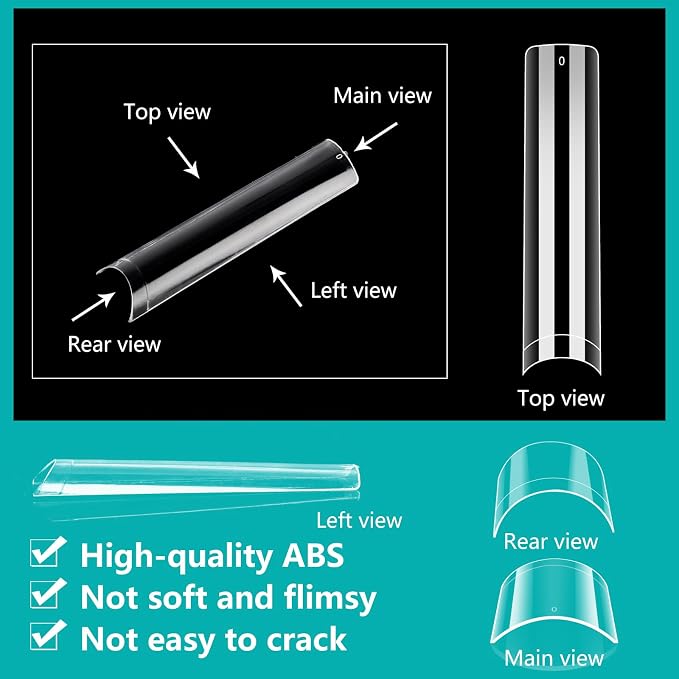LIONVISON 3XL Square Nail Tips: 240PCS Clear NO C Curve Nail Tips | XXXL Extra Long Tapered Square Nails Tip - 12 Sizes Straight Press On Gel Tip for Nails Salons Home DIY Long-Lasting