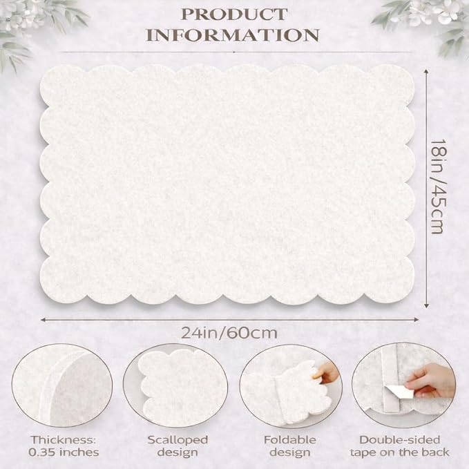 Scalloped Felt Bulletin Board 24 x 18 Inches (Warm Beige) | Decorative Wall Pin Board for Dorm, College & Bedroom, Memo Board for Photos, Notes & Study Display