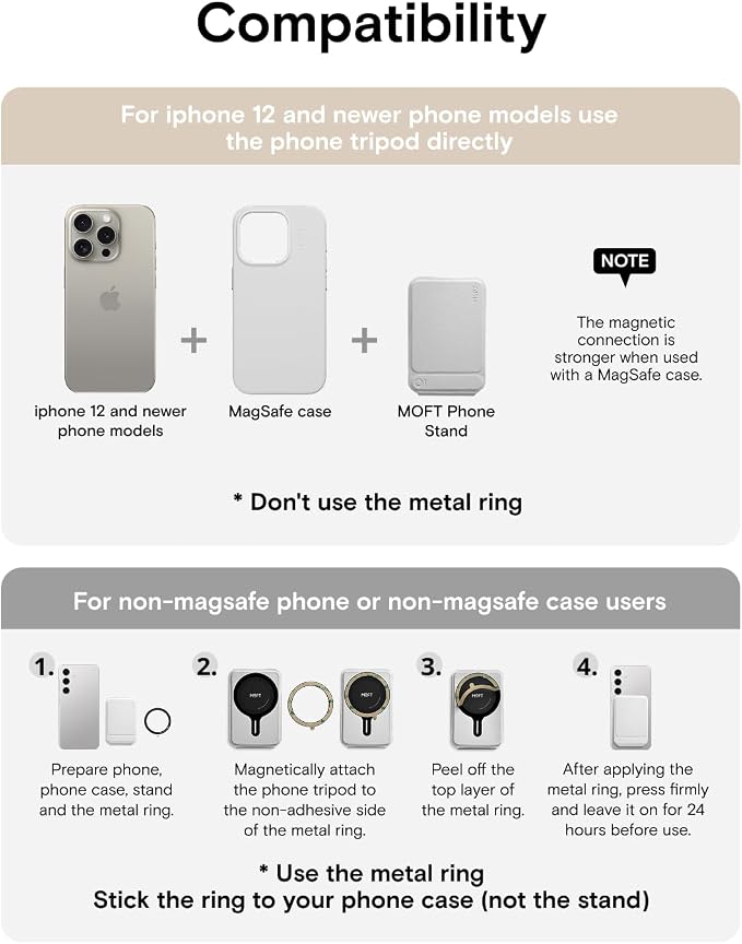 MOFT Phone Tripod Stand, Portable Selfie Stick for iPhone, Mulit-Angle | Pocket Size | Strong Magnets l MOVAS Leather | Magsafe Compatible | Easy to Charge | Stylish |For Content Creators
