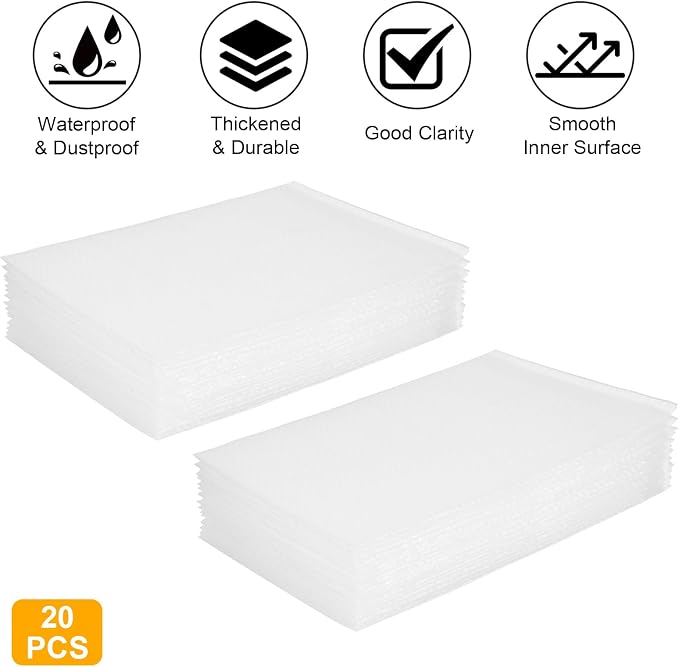 20Pack Self-Seal Big Bubble Out Bag Pouches 16 x 20 Inch Double Walled Self-Sealing Protective Wrap Cushioning Bags for Shipping, Packing, Moving